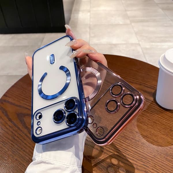 Compatible with iPhone 17 Pro Max, with Magnetic Camera Protection, Wireless Charging, and Shockproof Design. Rose Gold