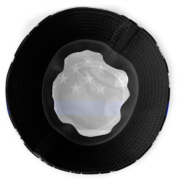 EN Hinkhattar Mode Solhatt Hopfällbar Utomhus Fiskarhatt för Kvinnor och Män Tunn Blå Linje Amerikansk Flagga{HH} Thin Blue Line American Flag One Size