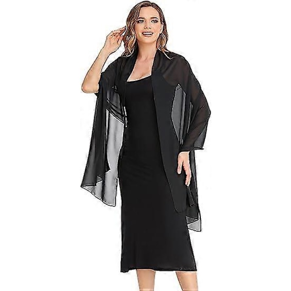 Sort Sjal og Slør Aften Chiffon Elegant Blødt Silkeslør Bryllup Foulard Mariage