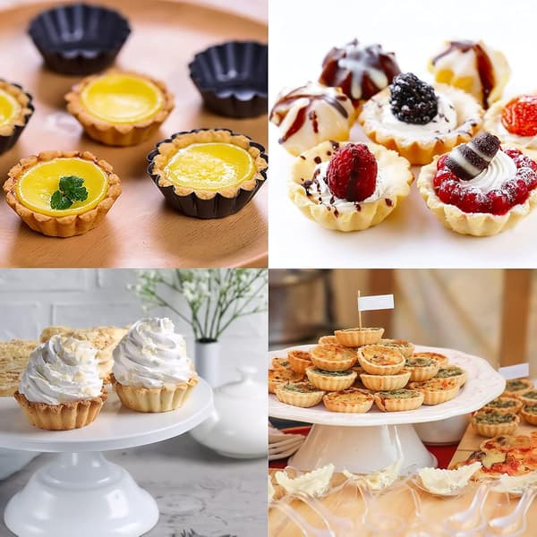 Gjenbrukbart bakebrettsett i karbonstål for kaker, puddinger, muffins, DIY, 12 deler