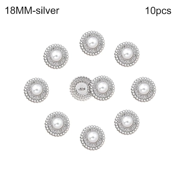 10 stk Metall Rhinestone Perleknapper Skjorteknapper SØLV sølv