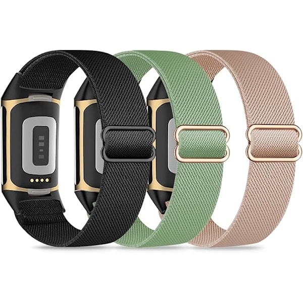 3 elastista ranneketta, yhteensopiva Fitbit Charge 5/Fitbit Charge 6 -rannekkeiden kanssa miehille ja naisille, hengittävä ja säädettävä B