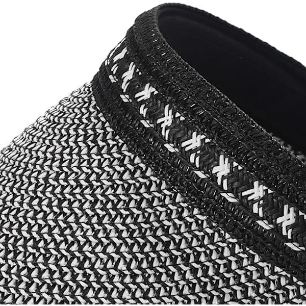Dame Solskærm i Strå med Bred Skygge Golf Solhat Sommer Strand Solskærmshat Black