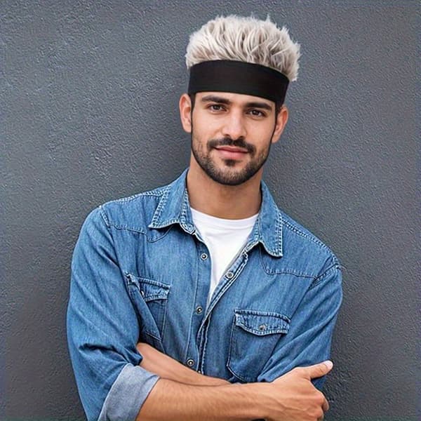 Hip Hop hue til mænd med imiteret hår, sort strik Black+Coffee