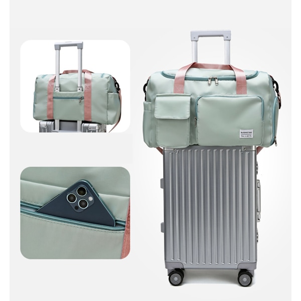 Handbagageväska för flygresor, liten hopfällbar handbagageväska Ryanair Sportväska Sjukhusväska Weekendväska, Mintgrön{HH}