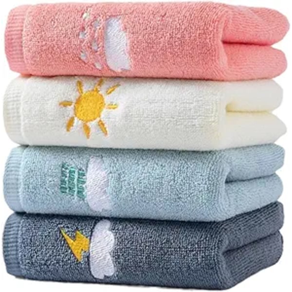 Badrumshanddukar Set om 4, Mjuka Handdukar Mjuk Bomullshandduk Mycket Absorberande Handduk, Storlek 35 x 74 cm (Rosa/Grå/Grön/Vit)