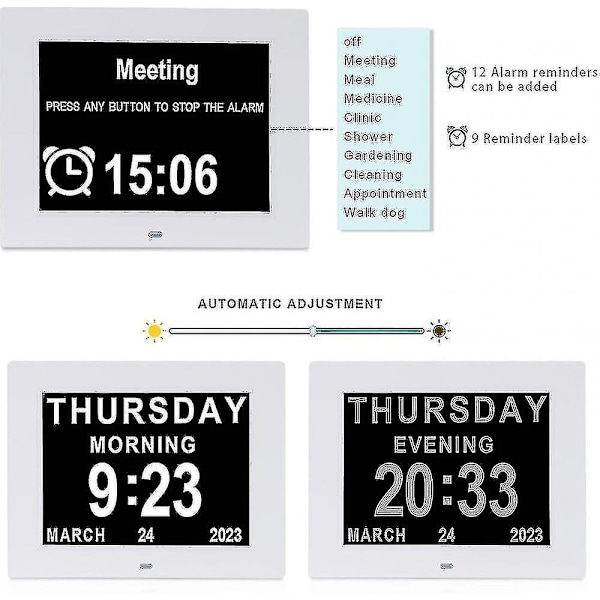 Demens Klocka Alzheimers Klocka Stor Digital Kalender Klocka För Seniorer, Klocka Med Dag Och Datum F -gt