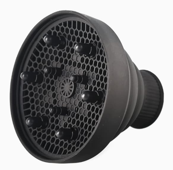 Universell Hårtork Diffuser Fäste för Lockigt Hår - Vikbar Bonnet Huv för Hårtork Styling - Svart