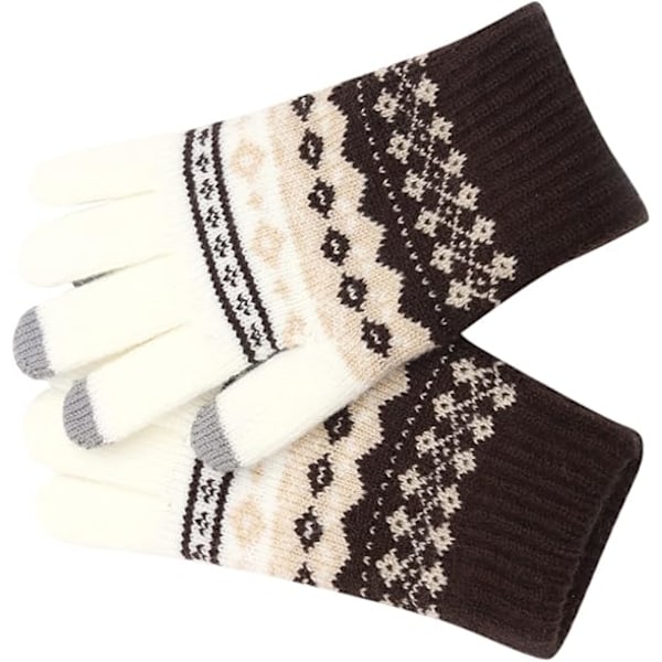Vinterhandskar för kvinnor, Julhandskar med pekskärm, fleecehandskar, snöflinga, varma stickade handskar, julklappar, strumpor