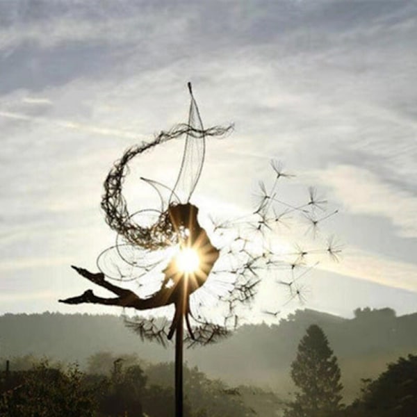 Dansende Fe Mælkebøtte Statue Ornament Pæle{HH} Dandelion G