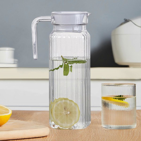 stk. Køleskab Glaskande med Låg Fødevaregodkendt Spildfri Tud Design Transparent Kaffe Mælk Juice Kande Db{hh}