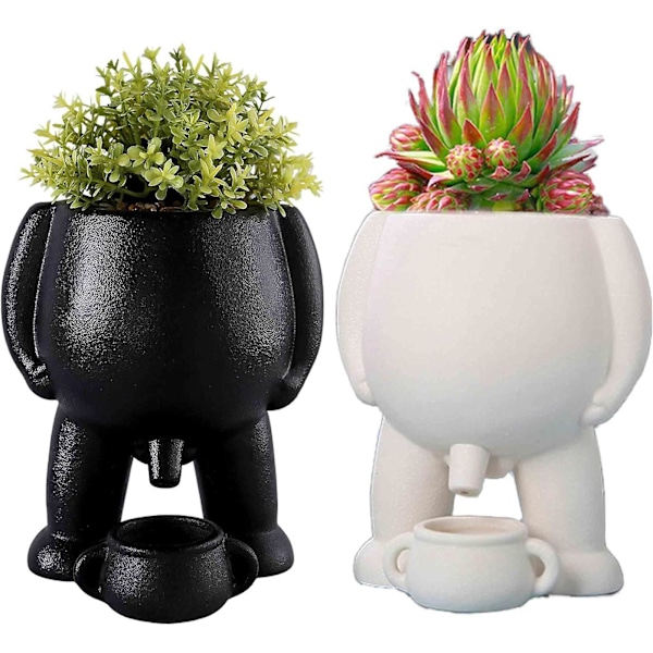 Piss Pot Planter, Gröna Krukor, Kissande Rolig Vas, Roliga Sukkulenter Krukor Med Dränering För Inomhusväxter, 50% Erbjudande black