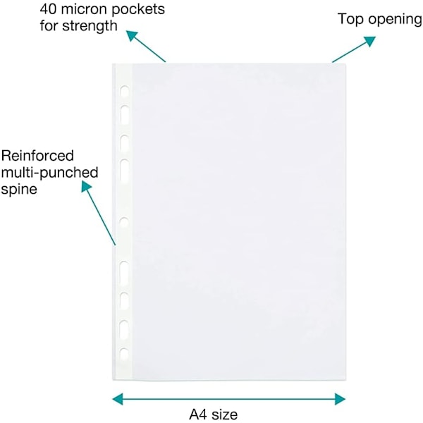 Perforerte lommer A4, 200 polylommer 200pcs