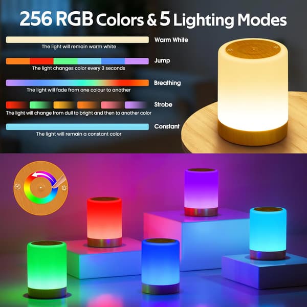 Touch-sensitive bedside lamp with adjustable brightness, 4 modes and 3000k LED night light for children, USB rechargeable nursing lamp