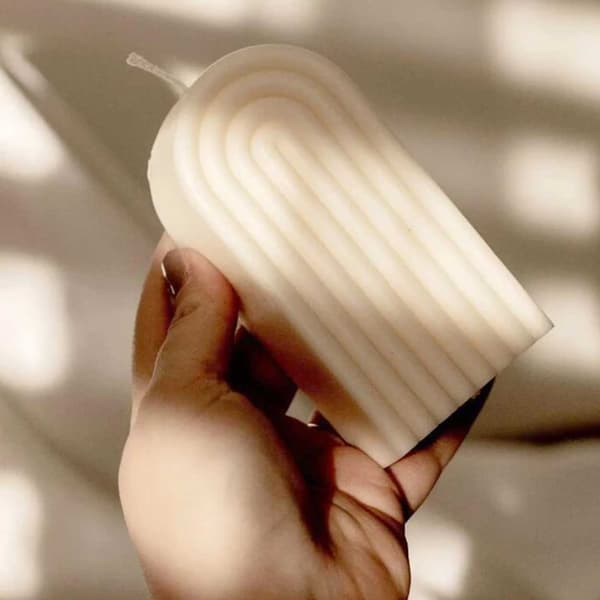 Lysform Stearinlys U-form Høj Bue 12cm hvid white