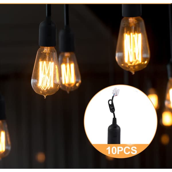 SHINING HOUSE 10 E27 Sockets 250V Bulb Holder E27 Socket with Cable Office Kitchen Construction Site Lamp Holder