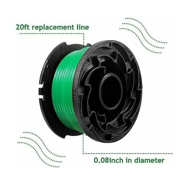 Pakke med 6 spoler med tråd til Black and Decker GL7033, GL8033, GL9035 gresstrimmer, 6 meter hver.