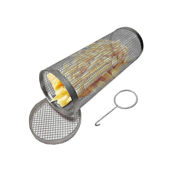 2 stk. rullende grillkurve - Bedste grillkurv nogensinde, rundt grillnet i rustfrit stål