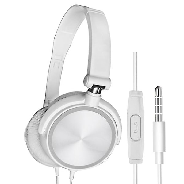Trådlösa hörlurar med mikrofon, over-ear, bas Hifi-ljud, musik, stereohörlurar för iPhone Xiaomi Sony Huawei PC White