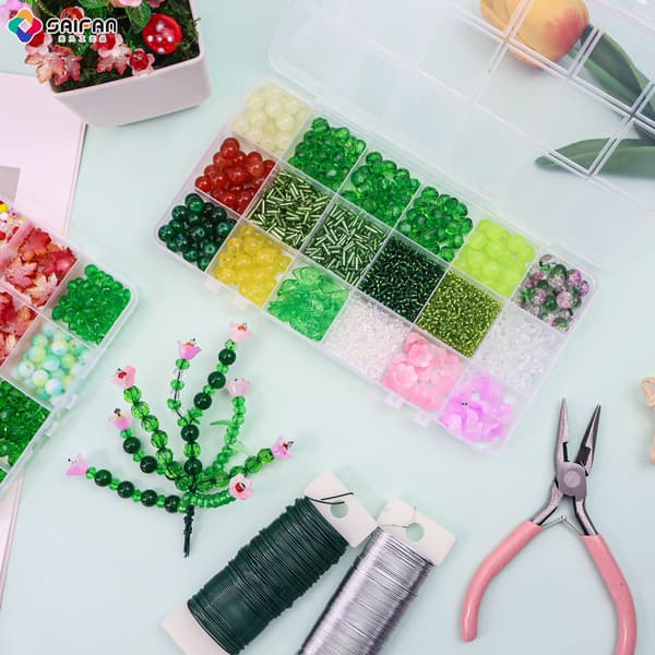 Dobbeltboks frøperlesæt DIY perlesæt krystal løse perler til armbånd halskæde Double box set