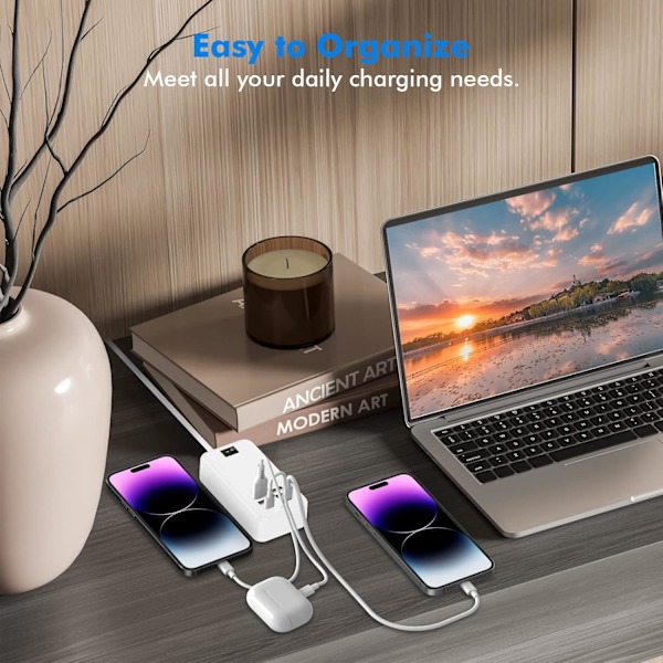 USB-C, 6-port USB-laturi, 2 USB-C-porttia + 4 USB-A-porttia, monipuolinen