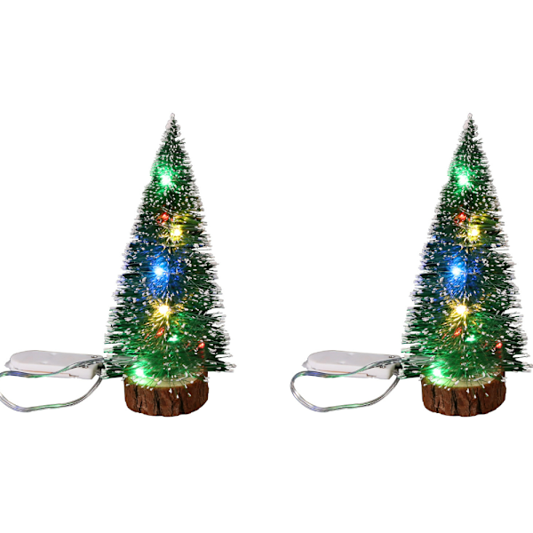 2 st Gröna Cedar LED-ljus Vit Kant Tallkotte Julgran