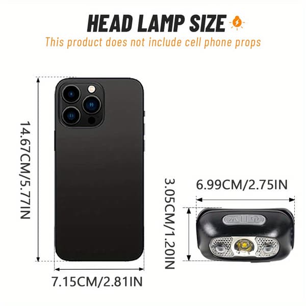 2 stk. LED Camping Hodelykt Justerbar Vinkel USB Oppladbar Head Lamp 2pcs