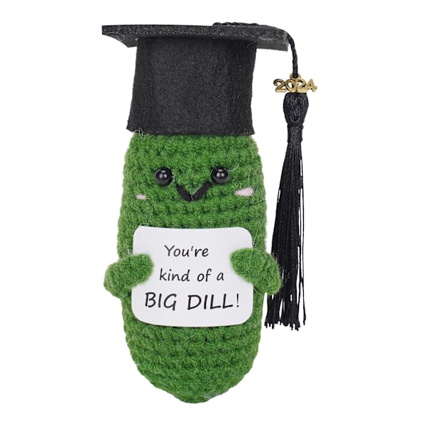 2024 Graduation Gift Emotional Support Cucumber, Graduation Cap Unique, Handmade Positive Crochet Potato, Funny Gifts for Women & Men -GSLA