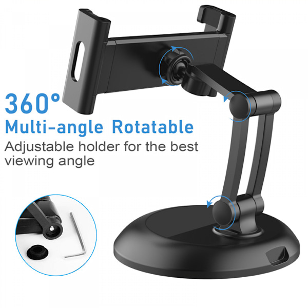 Tabletställ Höjdjusterbart 360° Vridbart Skrivbordsställ för 5\"-15.5\" iPad & Andra Surfplattor/Telefoner
