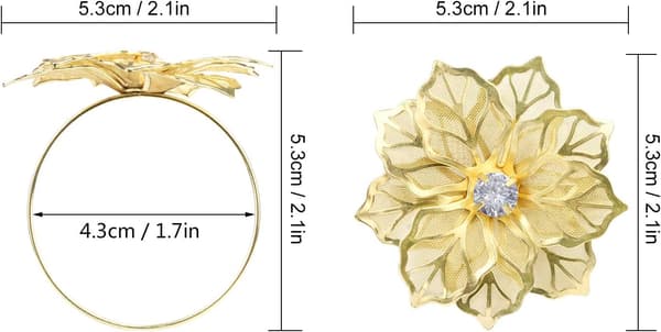Sett med 12 serviettringer i legering med hule blomster E