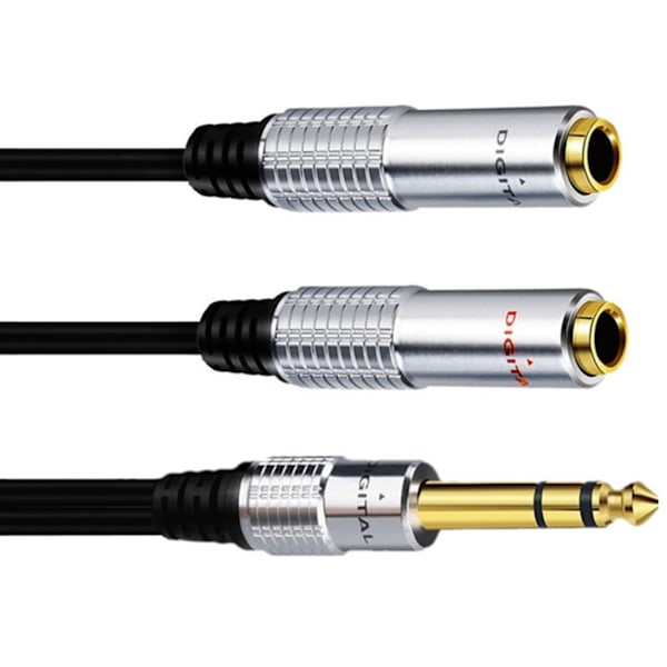 1/4 tuuman TRS Stereo Jakokaapeli 7,9 tuumaa, 1/4 tuuman 6,35 mm:n stereourosliittimet kahteen 1/4 tuuman 6,35 mm:n naarasliittimeen-