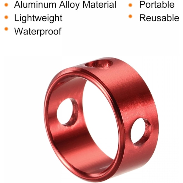 Ring Repspännare, Aluminium 4,5 mm 3 Håls Tältrepsjusterare för Utomhuscamping Tältresor, Rött Paket med 10