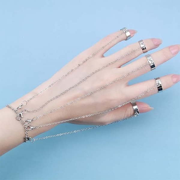 Boho flerlags fingerringarmbånd sølv slavearmbånd vintage T