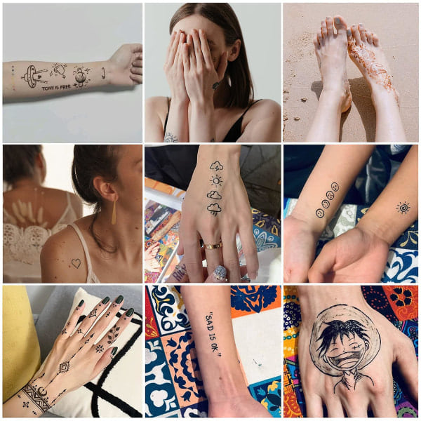 Henna väliaikainen tatuointi luonnollinen tatuointiväri musta ja ruskea väliaikainen mehndi-tatuointitarra väliaikainen tatuointi SQBB{hh}