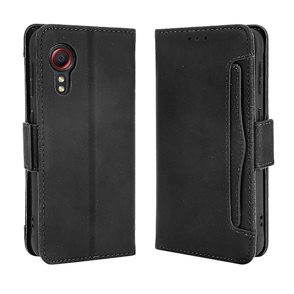 Fodral för Samsung Galaxy Xcover 5, Justerbart Avtagbart Kortfack, Magnetisk Stängning, Läderplånbok Black