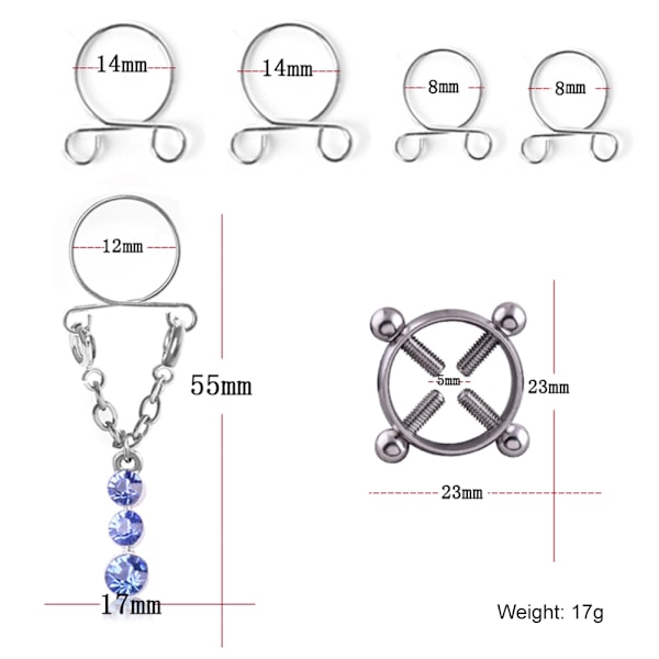 Mode Vattendroppe Skruv Icke Piercad Nippelring Set Nippelring Kroppssmycken (Blå)