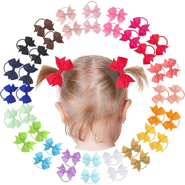 40 stk. 5 cm Baby Piger Hårsløjfer Hårelastikker Små Grosgrain Hårspænder