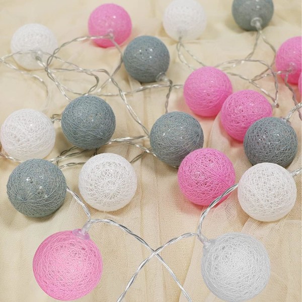 Bomullsboll Ljusslinga, Inredning Juldekoration, 3M 20 LED Ljuskulor, Flickor, Prinsessor, Barn, Bebisar, Bröllopssovrum