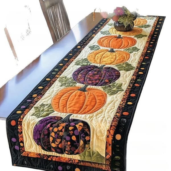 Sæt med borddekorationer til efterår og Halloween 35x270cm Autumn Halloween Tablecloth - A