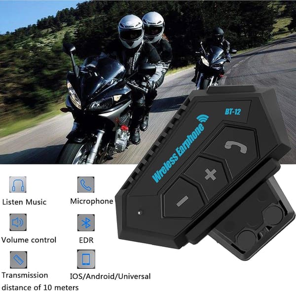 Motorcykelhjelm Bluetooth Headset Med Mikrofon Trådløs Intercom Til Håndfri Opkald Sort Kommunikationsenhed
