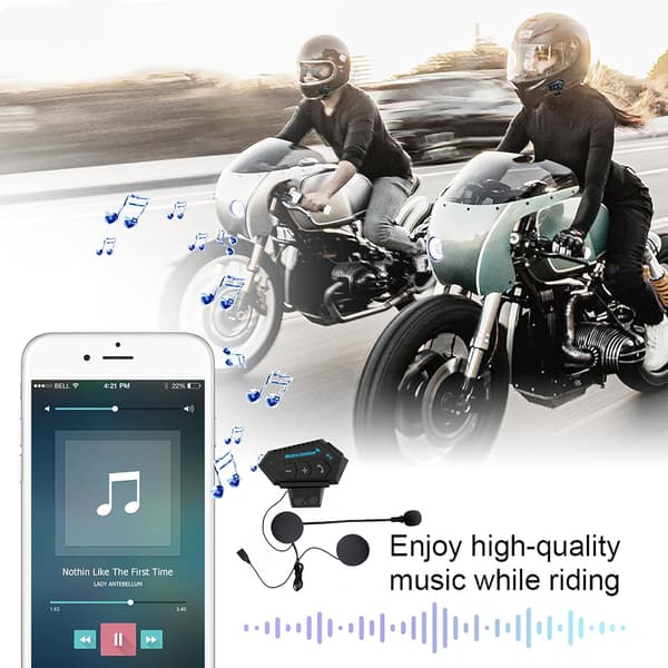 Motorcykelhjelm Bluetooth Headset Med Mikrofon Trådløs Intercom Til Håndfri Opkald Sort Kommunikationsenhed