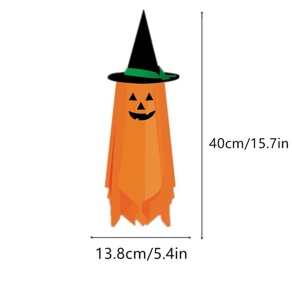 3 STK Halloween-dekorasjoner, oransje gresskar-spøkelseshatt Halloween-dekorasjon