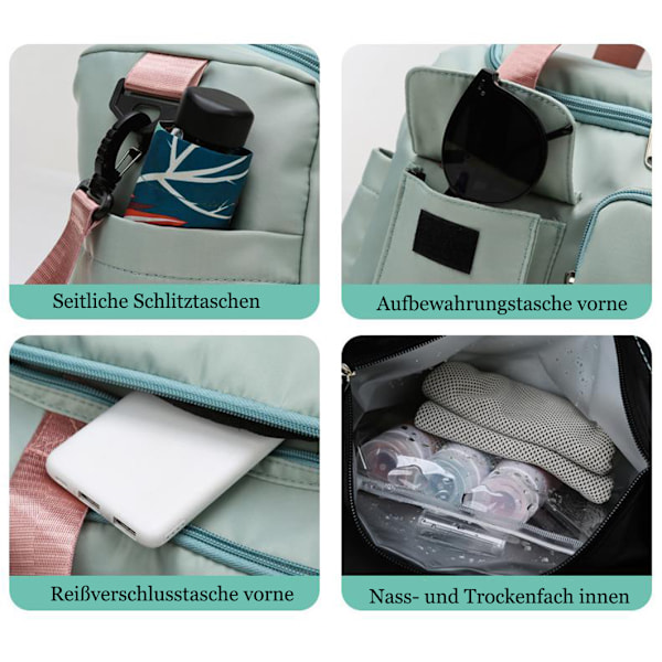 Håndbagage Taske til Flyrejser Lille Foldbar Håndbagage Ryanair Sportstaske Hospitalstaske Weekendtaske, Mint Grøn{HH}