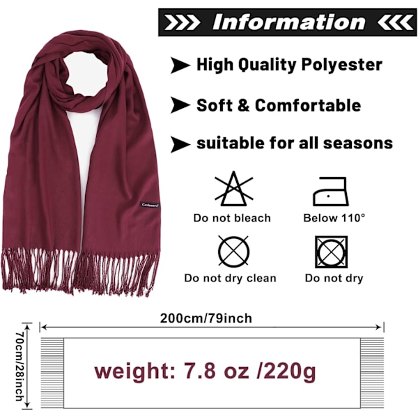 Pashminasjal för damer, sjal och scarf för aftonklänning, brudtärna, bröllop