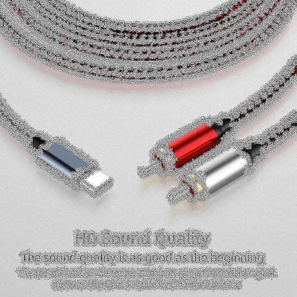 USB-C - 2 RCA -äänikaapeli, Type C -uros - 2 RCA -uros -äänikaapeli tabletille, kaiuttimelle, vahvistimelle, televisiolle, 1 m
