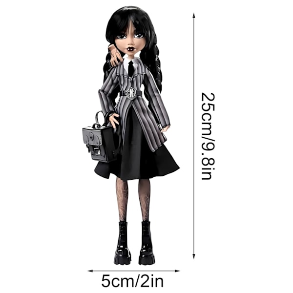 Monster High School Wednesday Docka och Tillbehör (Docka+Ställ+Väska+Händer){HH}