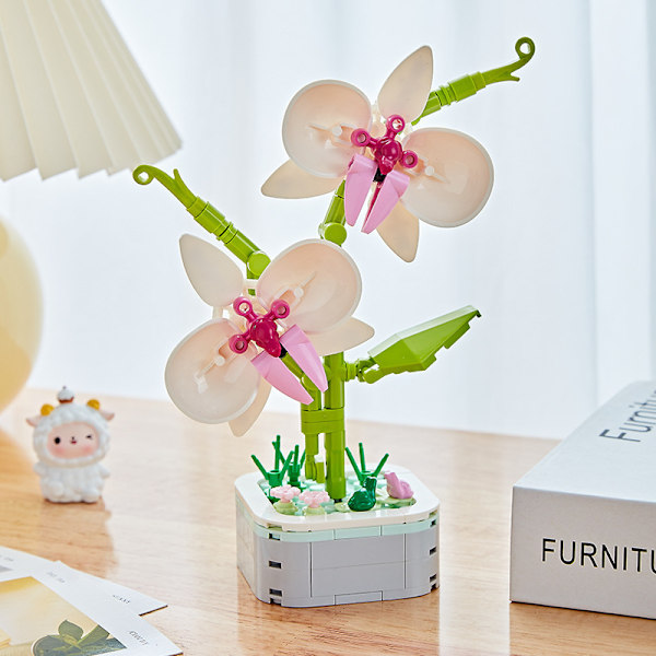 Rakennuspalikat Kukat Säilötyt Kukat Ruusut Ystävänpäivälahja Kimppu Koottavat Lelut 103-D8-potted bouquet-Phalaenopsis