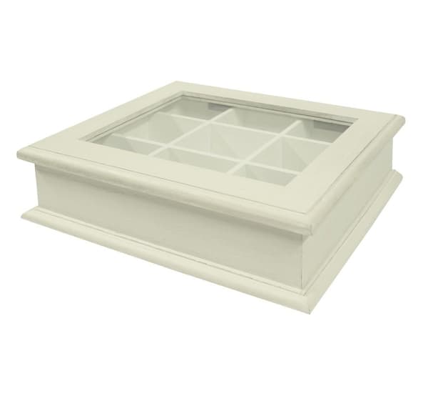 Teboks SAMIRA 26,5x22x8,5cm, antikkhvit 1500