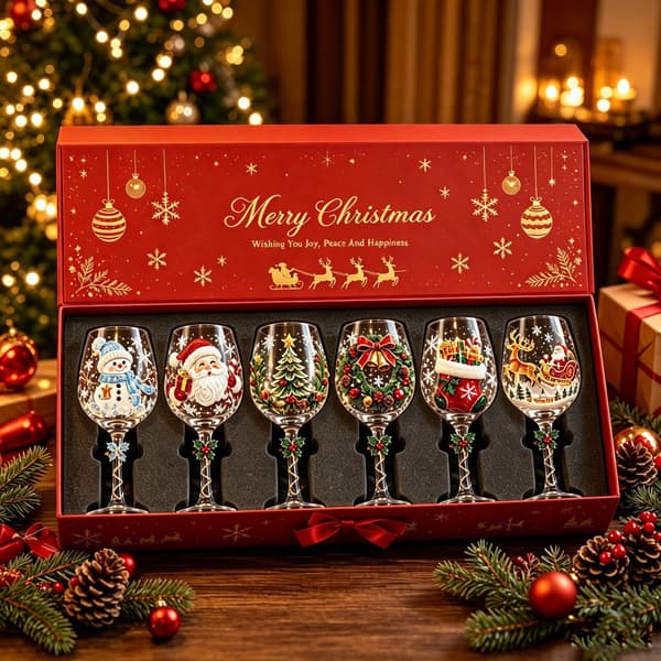 Julglas konstbägare Lyxiga julglas Vinter snöflinga design Santa Claus Goblet
