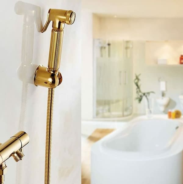 Toalett Dusj Bidet Bærbar Veggmontert Spray/Sprayhode/Hånddusj Gull